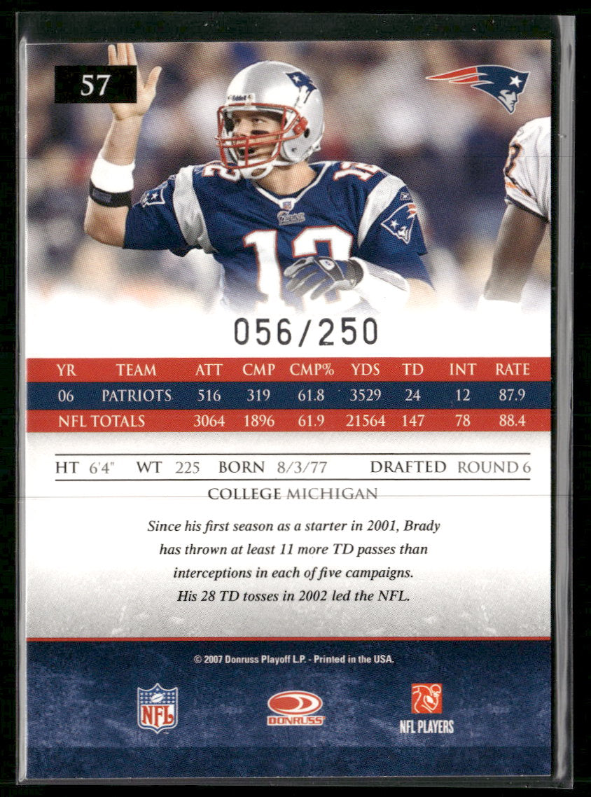 2007 Donruss Gridiron Gear Silver Holofoil X's Tom Brady #/250 #57