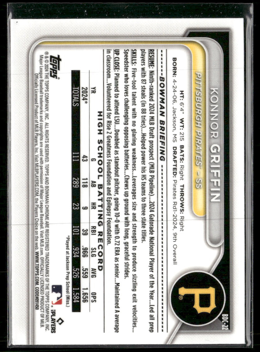 2024 Bowman Draft Chrome Konnor Griffin #BDC-22