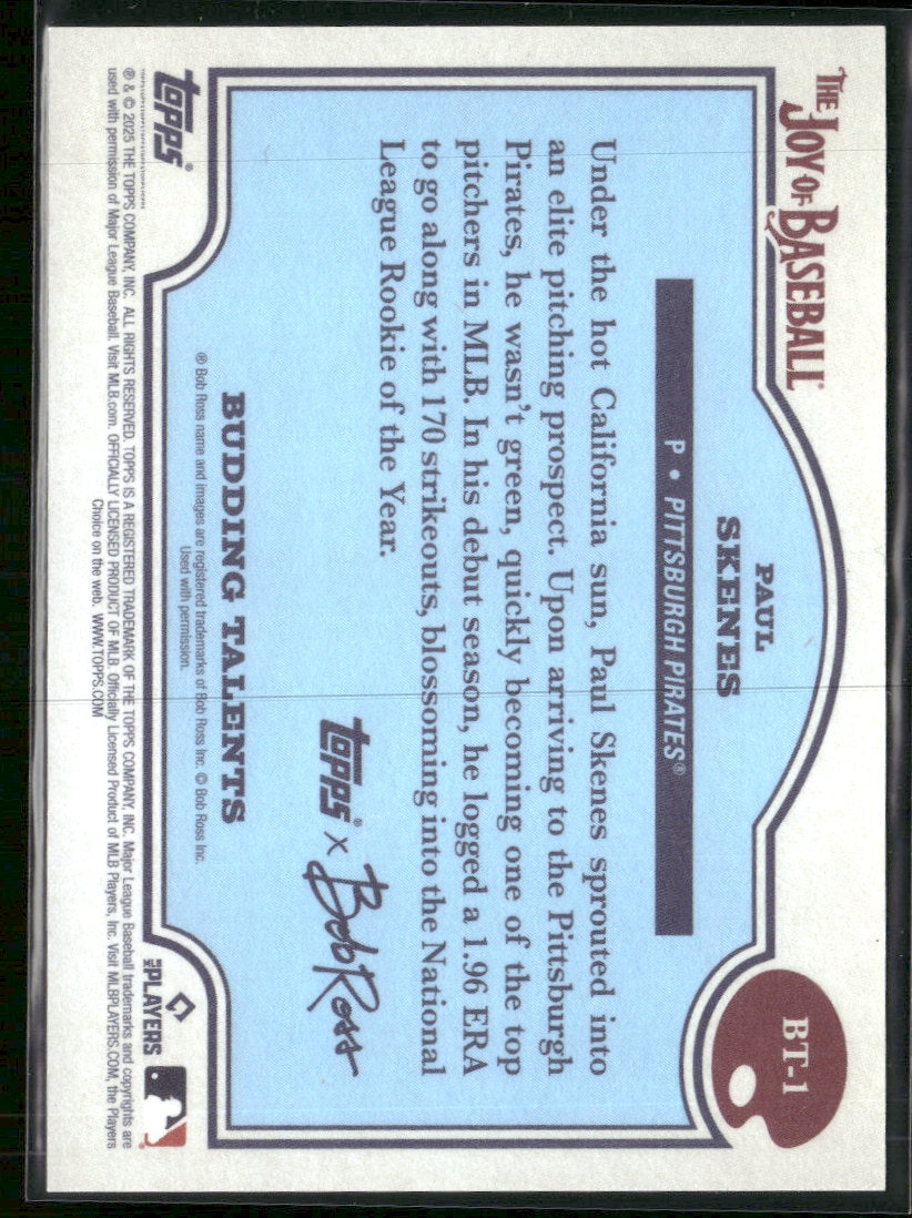 2025 Topps Bob Ross T J of B Paint Splatter Paul Skenes #/99 Auto #BT-1