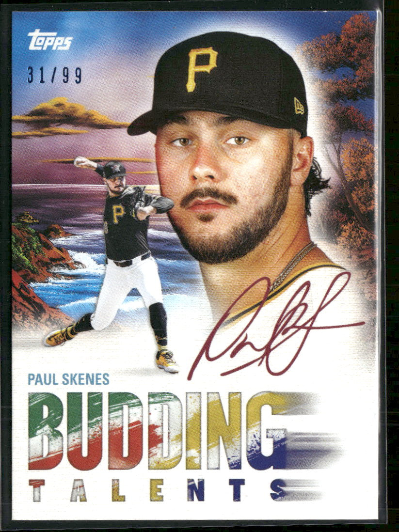 2025 Topps Bob Ross T J of B Paint Splatter Paul Skenes #/99 Auto #BT-1