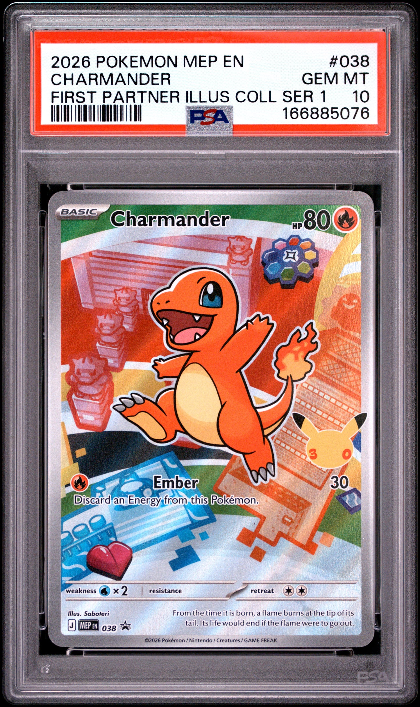 2026 Pokemon MEP EN First Partner Ser 1 Charmander 10 PSA #038