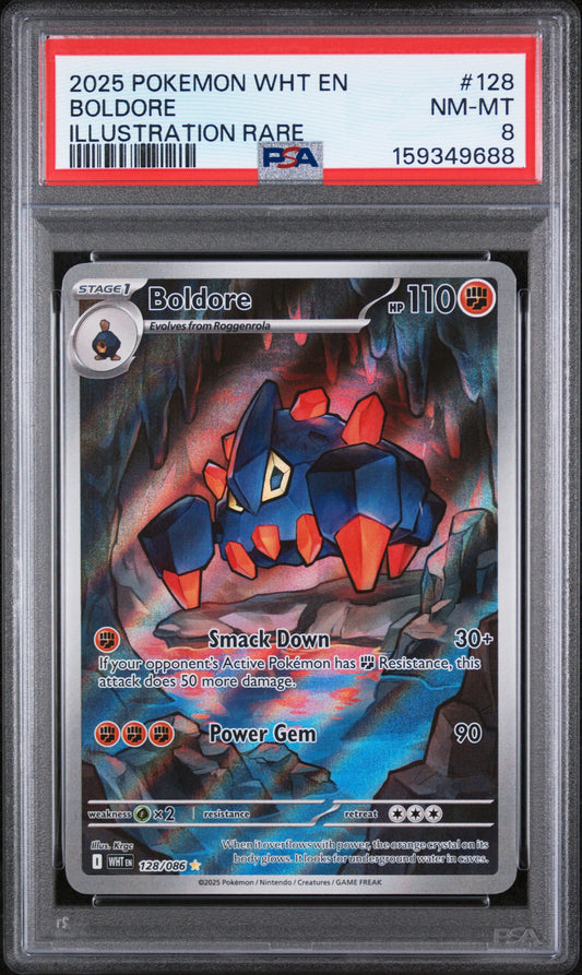 2025 Pokemon Wht En-White Flare Illustration Rare Boldore 8 PSA #128
