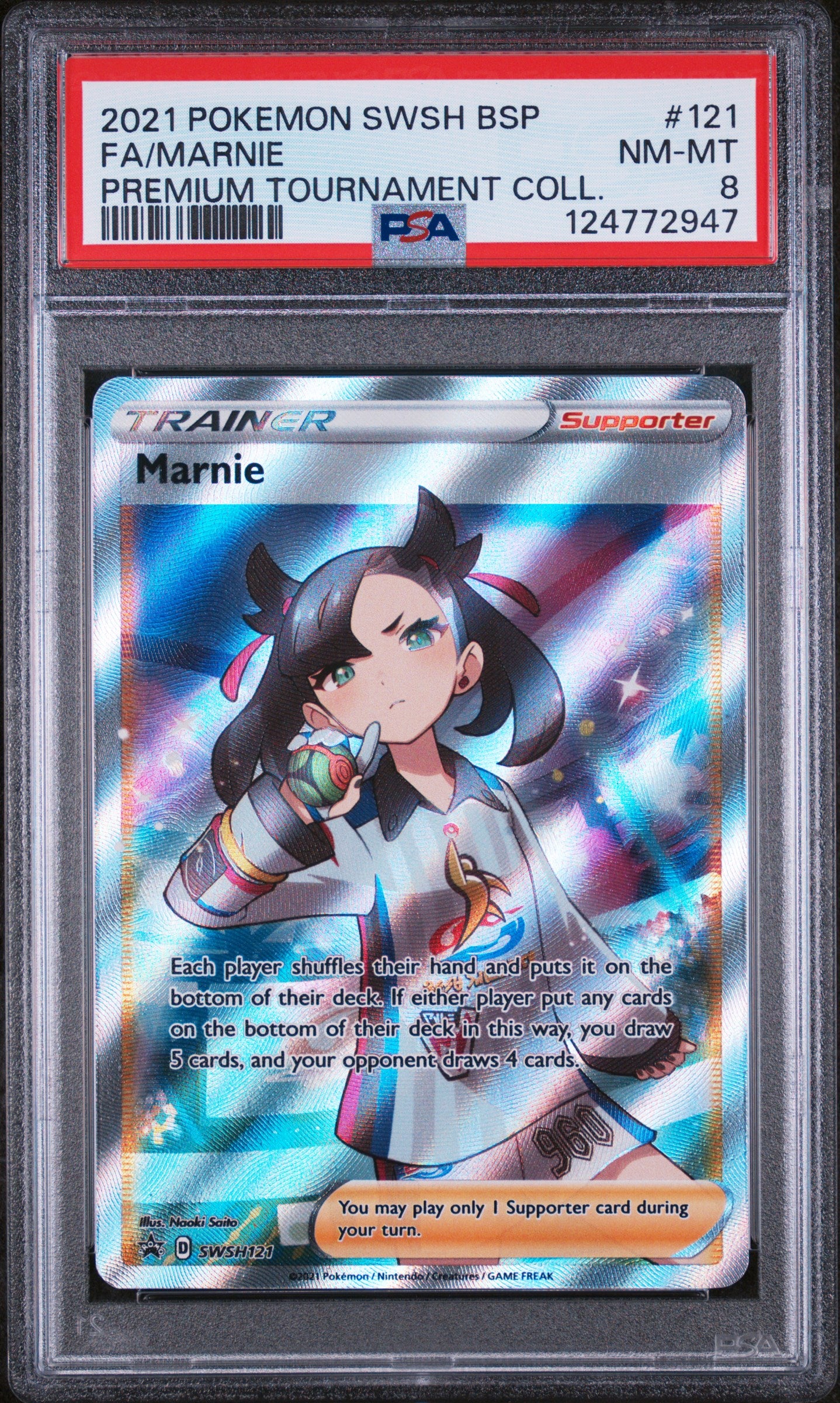 2021 Pokemon Swsh Black Star Promo Premium Tournament Coll. Fa/Marnie 8 PSA #121
