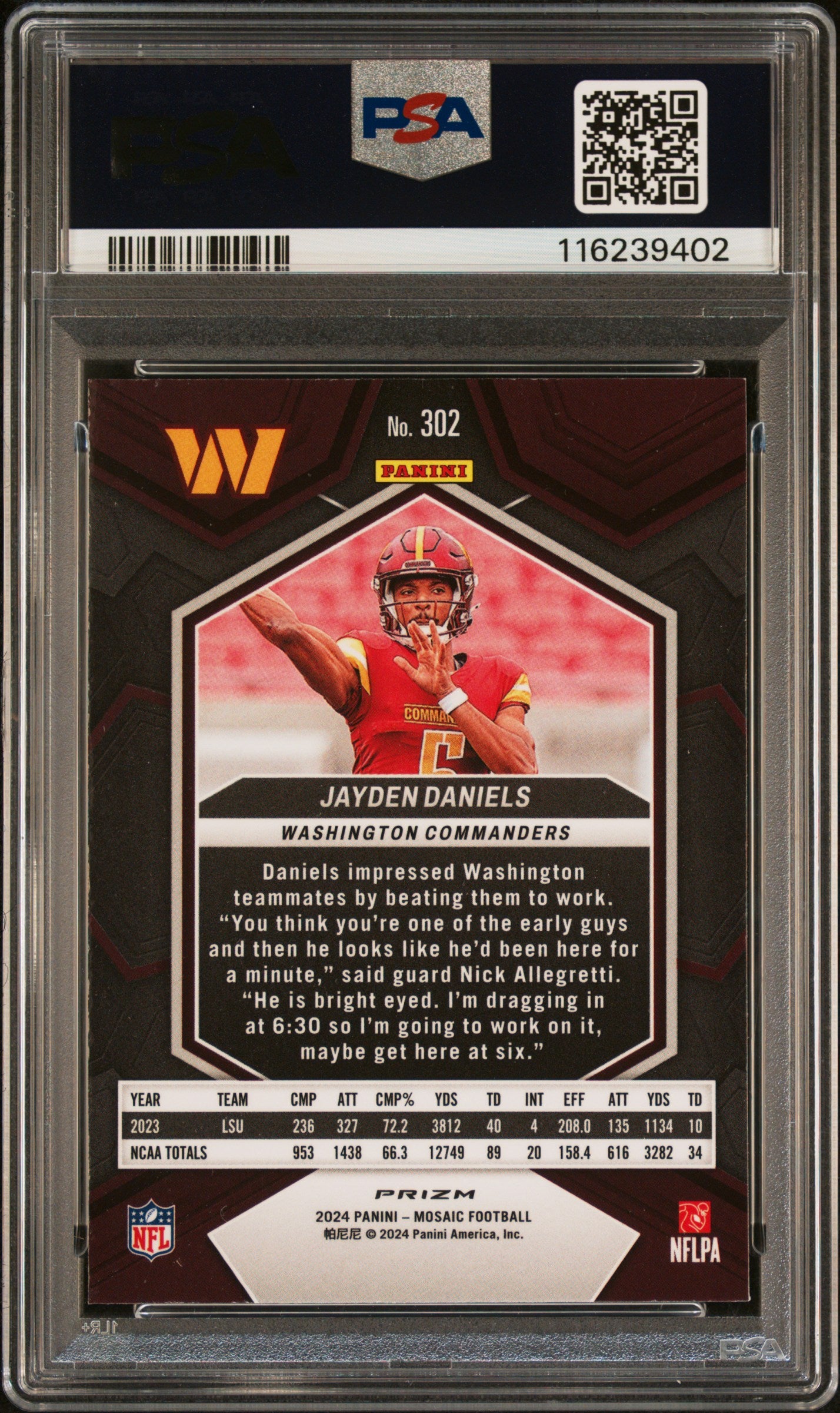 2024 Panini Mosaic Mosaic Jayden Daniels 8 PSA #302