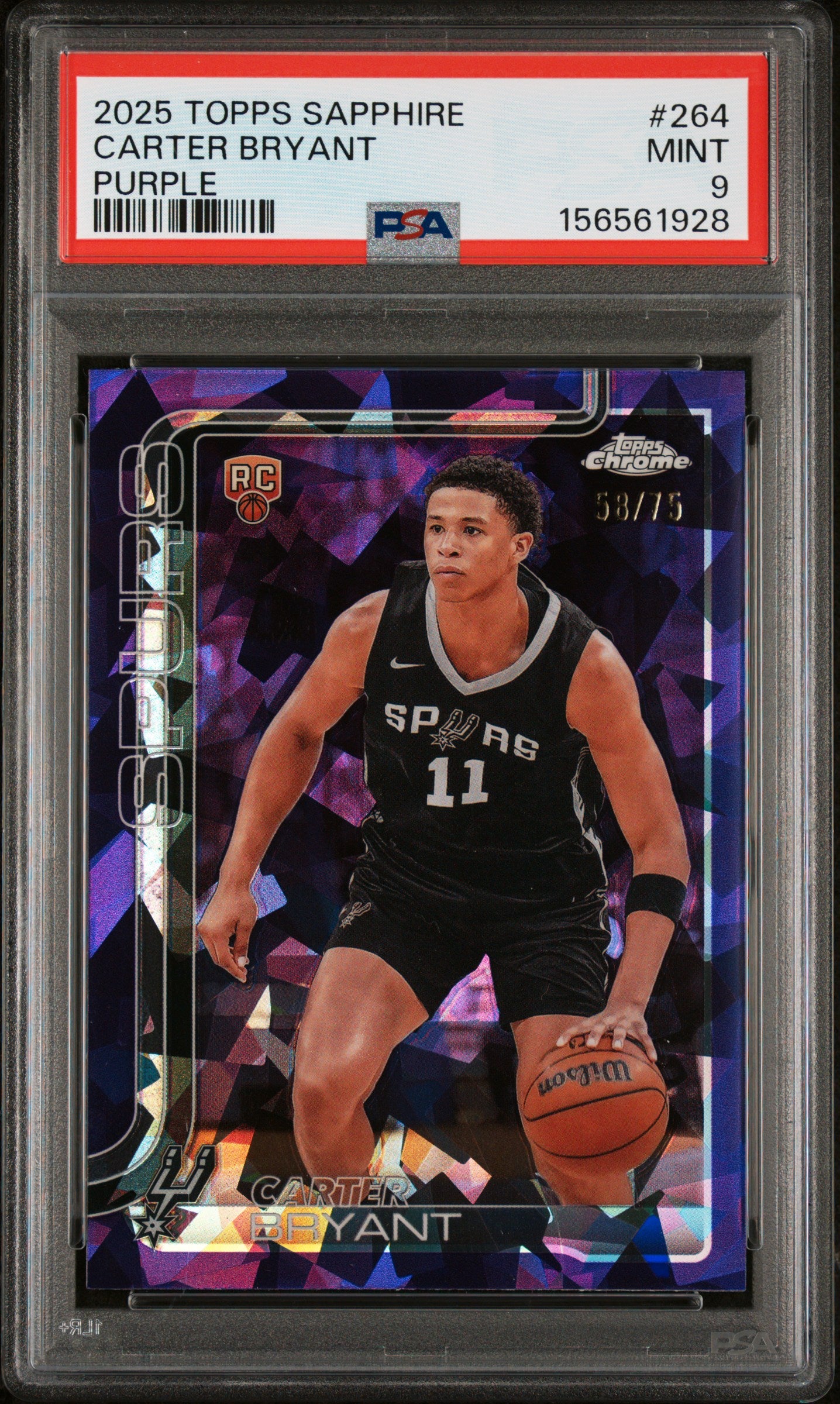 2025 Topps Chrome Sapphire Edition Purple Carter Bryant 9 PSA #264