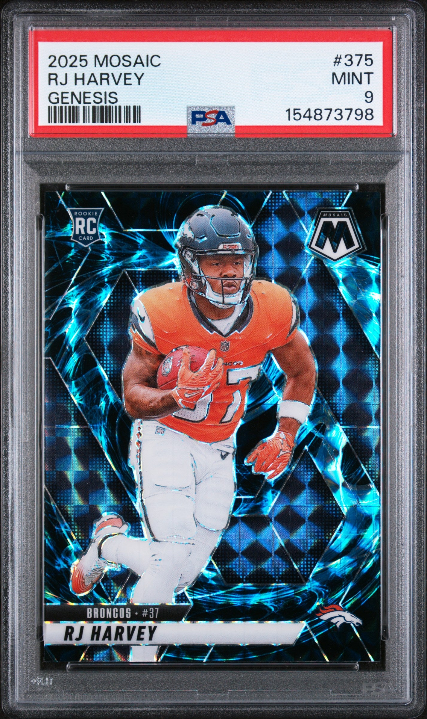 2025 Panini Mosaic Genesis Rj Harvey 9 PSA #375