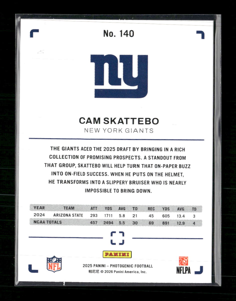 2025 Panini Photogenic Orange Cam Skattebo Rookie #/65 #140