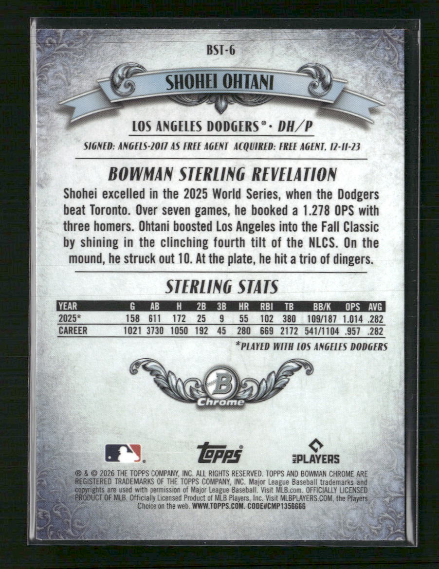 2026 Bowman Bowman Sterling Mojo Pink Refractors Shohei Ohtani #/199 #BST-6