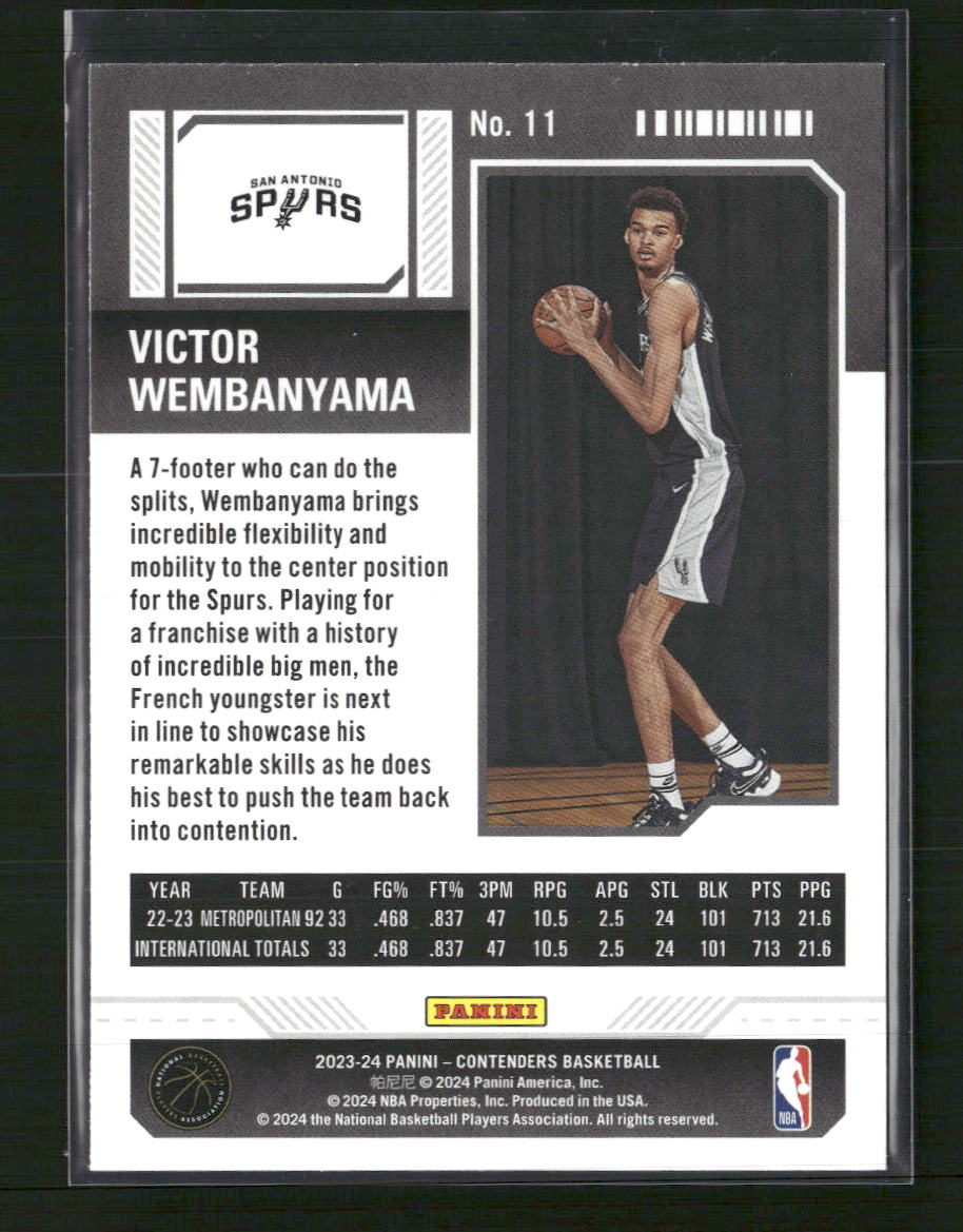2023-24 Panini Contenders Season Ticket Retail Victor Wembanyama Rookie #11