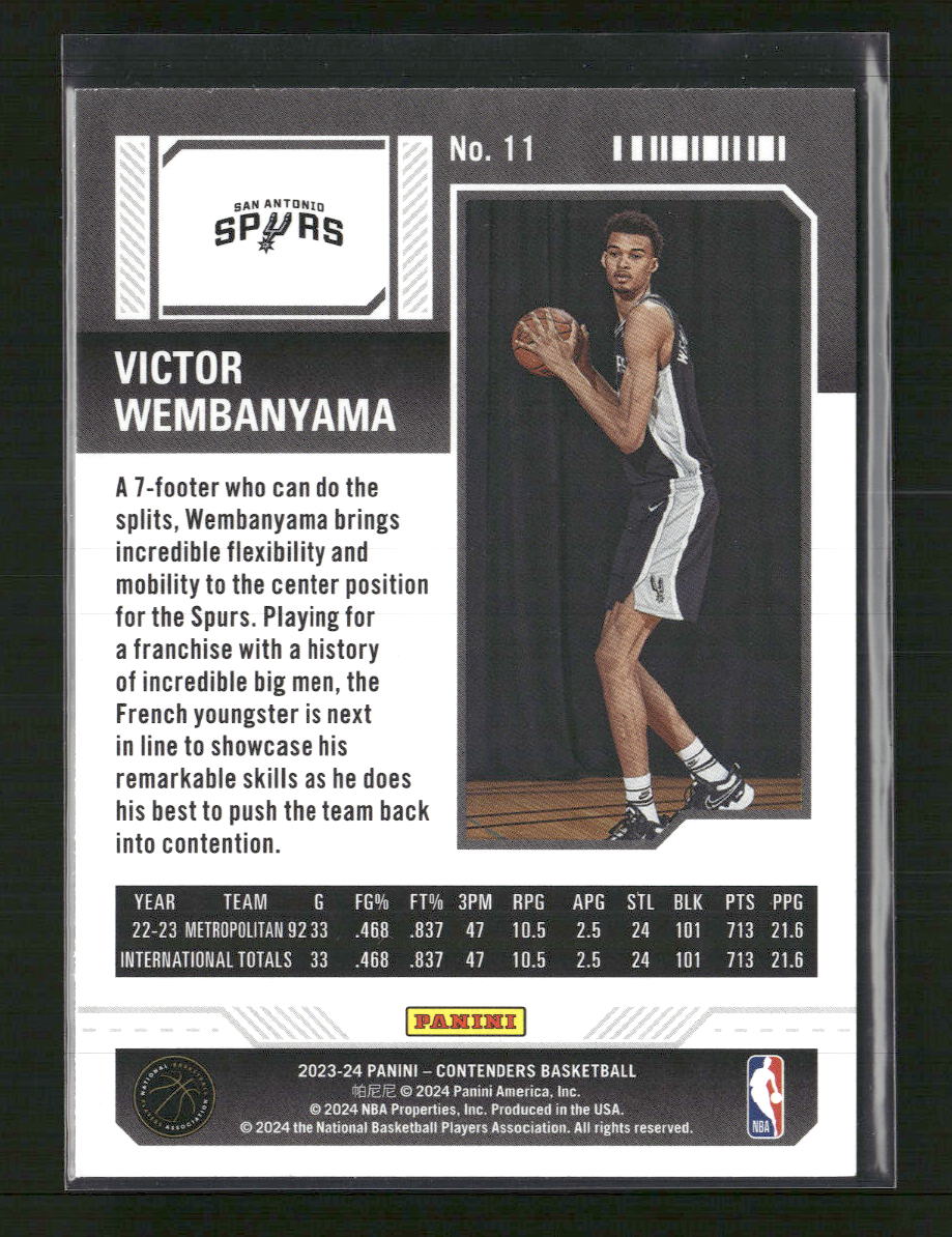 2023-24 Panini Contenders Season Ticket Retail Victor Wembanyama Rookie #11