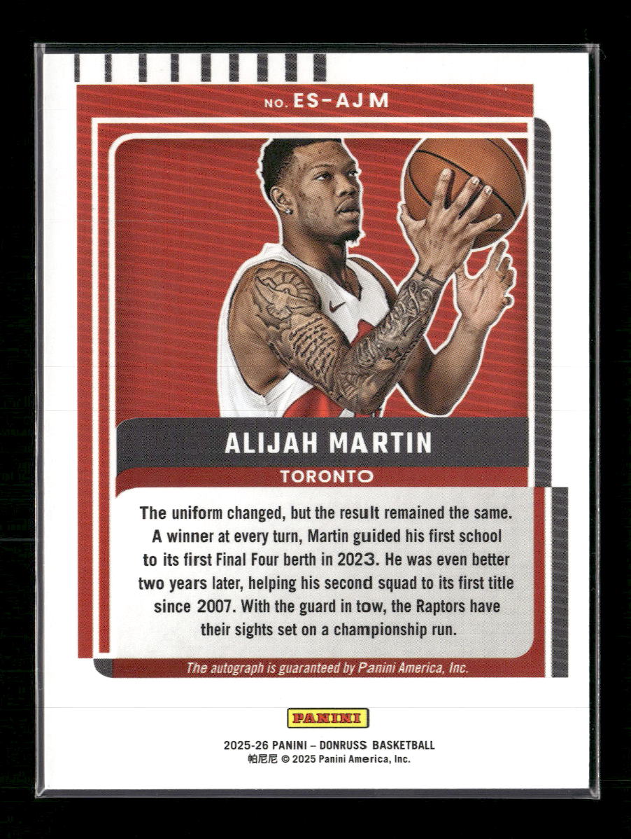 2025-26 Panini Donruss Red Rookie Cracked Ice Auto #/25 Alijah Martin #ES-AJM