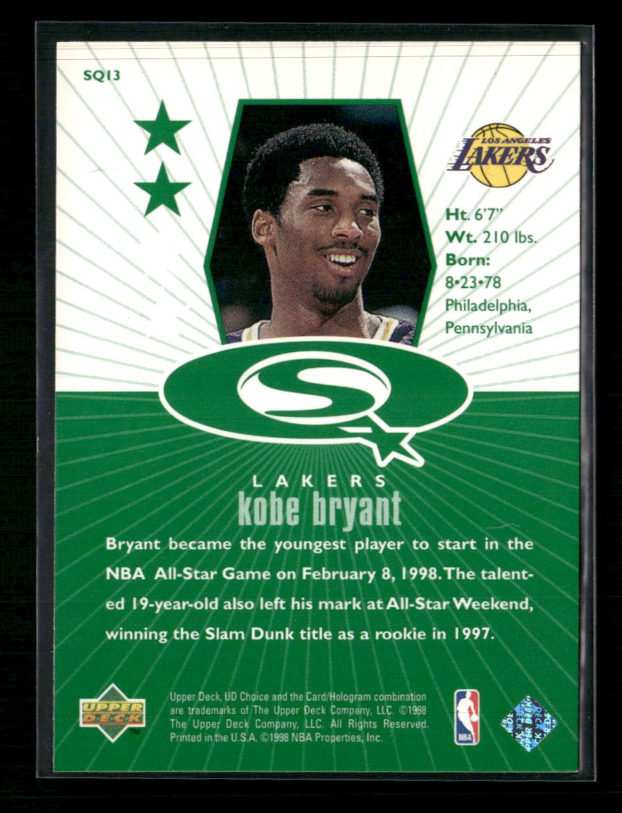1998-99 UD Choice StarQuest Green Kobe Bryant #SQ13