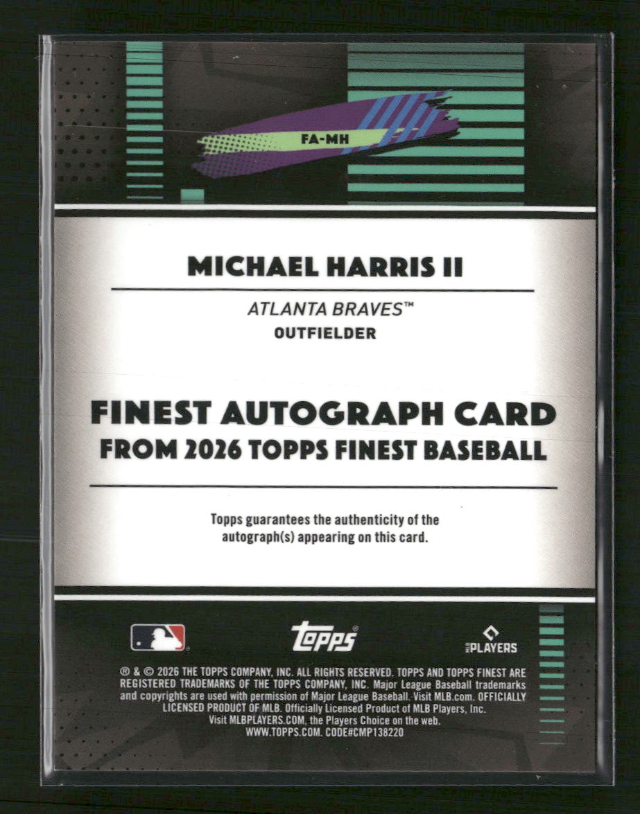 2026 Finest Finest Blue Refractors Michael Harris II #/150 Auto #FA-MH