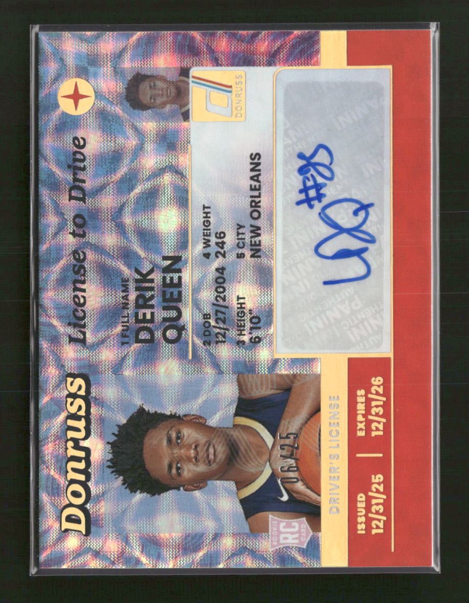 2025-26 Panini Donruss License to Drive Scope #/25 Auto Derik Queen #LTD-DQN
