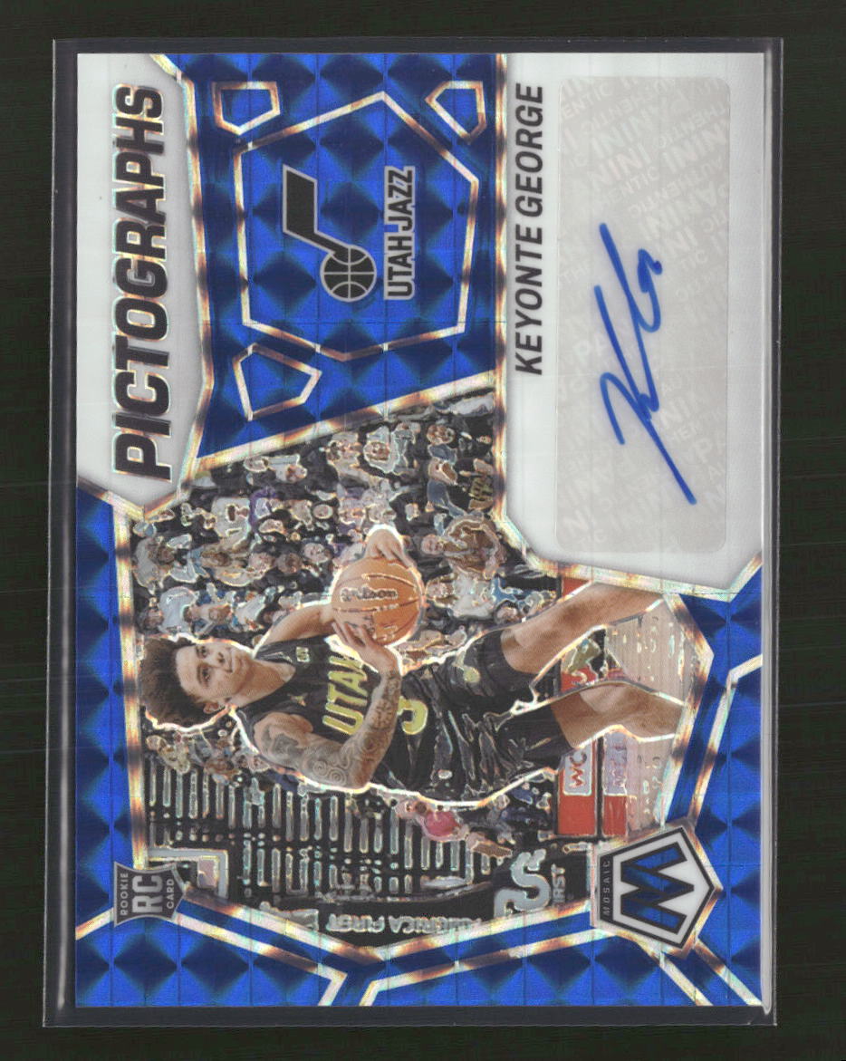 2023-24 Panini Mosaic Pictographs Mosaic Blue Keyonte George #/49 Auto #PM-KEY