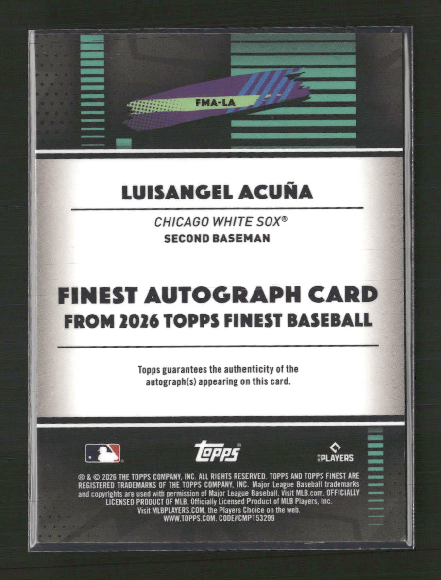 2026 Finest Finest Mega Blue Mini Diamond Luisangel Acuna #/150 Auto #FMA-LA
