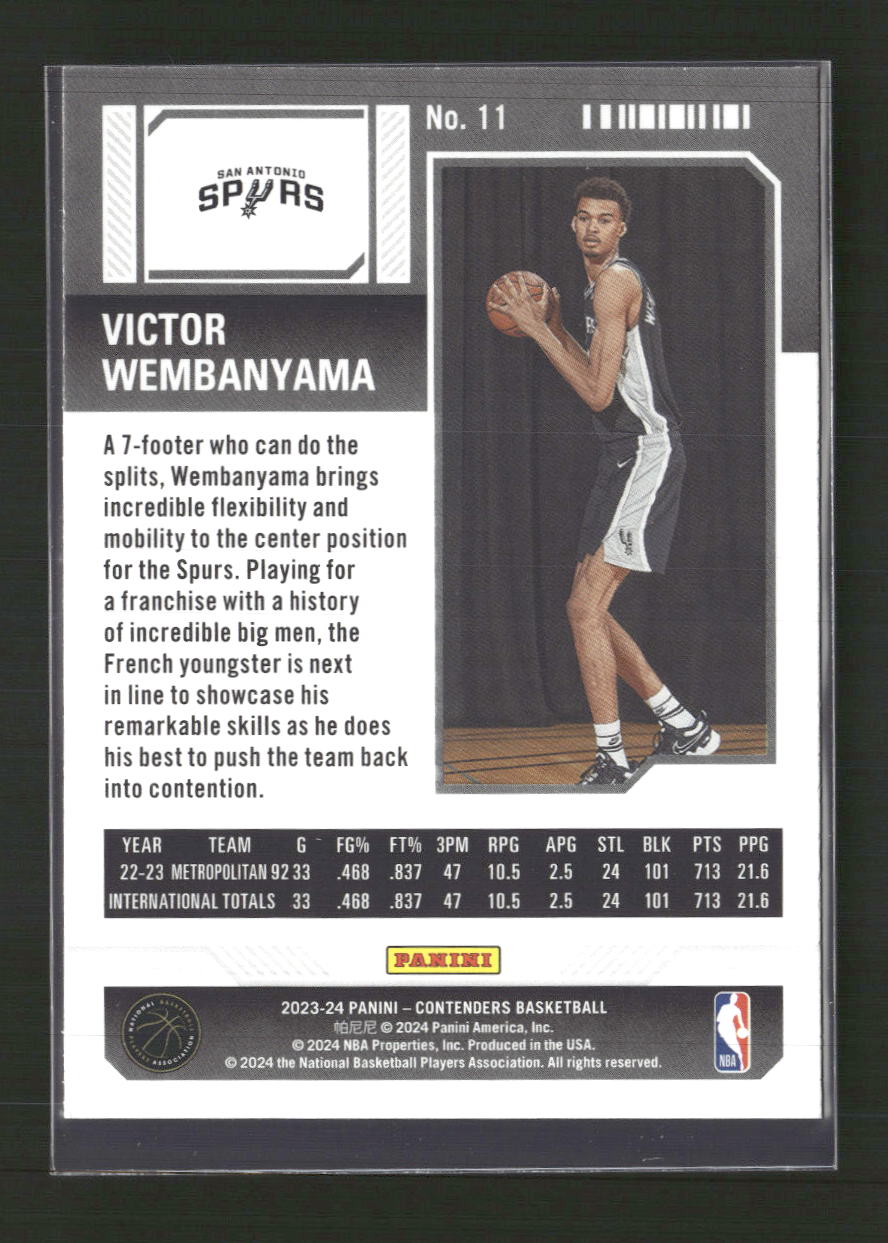 2023-24 Panini Contenders Season Ticket Retail Victor Wembanyama Rookie #11