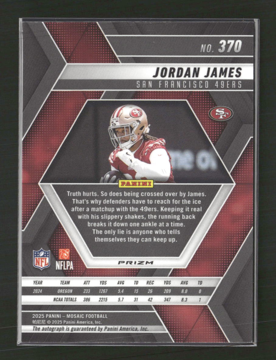 2025 Panini Mosaic Rookie Autographs Mosaic Jordan James Rookie Auto #370