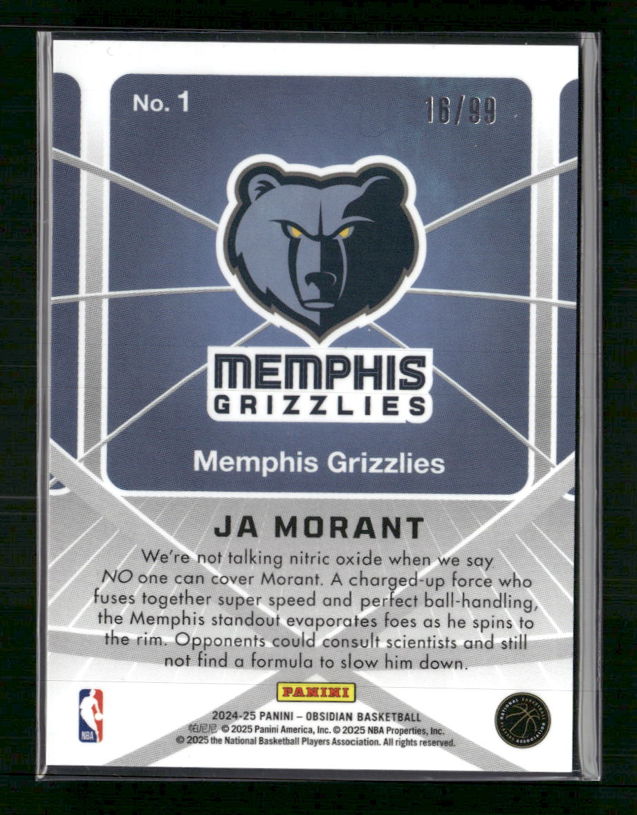 2024-25 Panini Obsidian Atomic Initials Electric Orange Flood Ja Morant #/99 #1