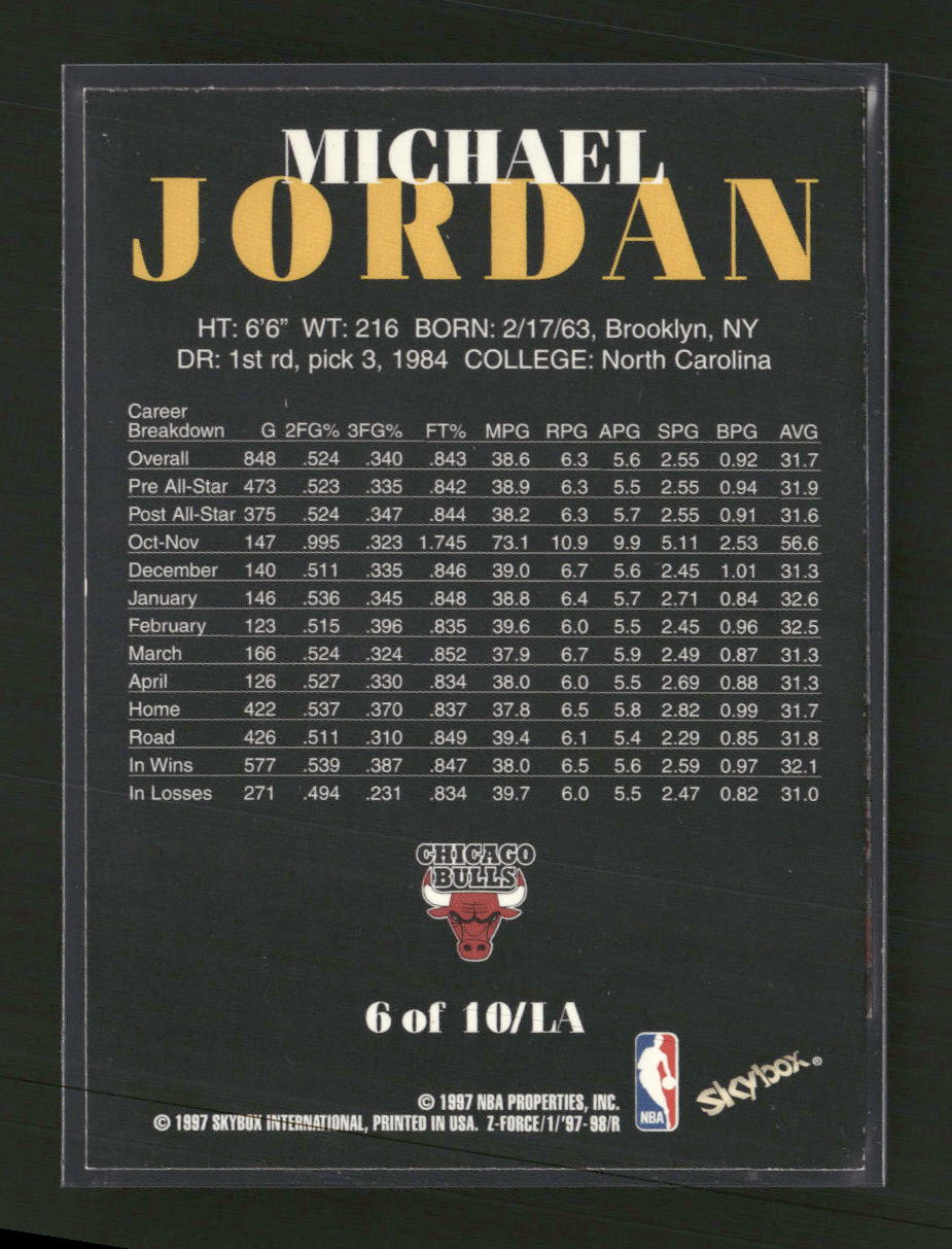 1997-98 SkyBox Z-Force Limited-Access Michael Jordan #6 LA