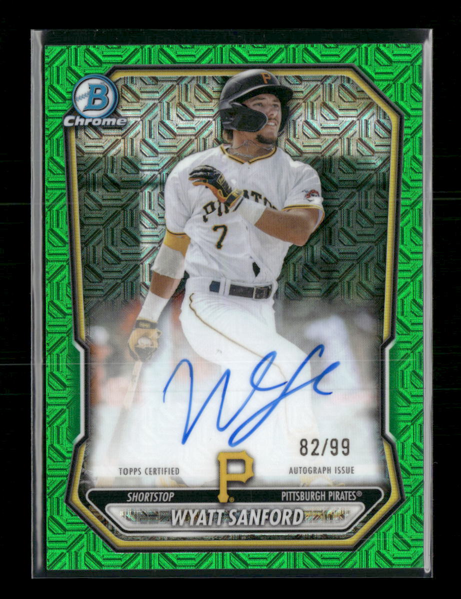 2026 Bowman Chrome Green Mojo Refractors Wyatt Sanford Auto #BMA-WS