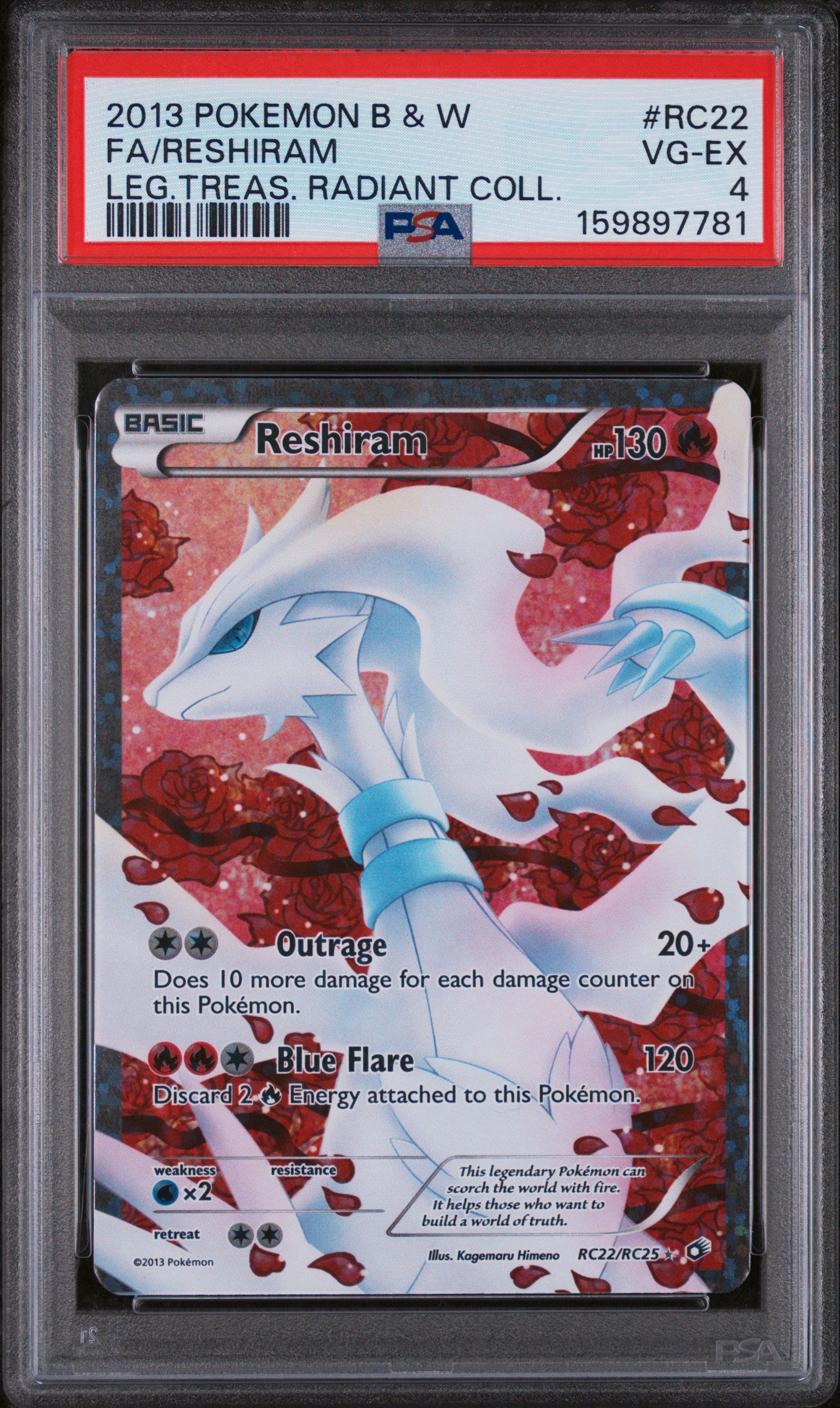 2013 Pokemon B&W Legendary Treasures Radiant Collection Reshiram 4 PSA #RC22