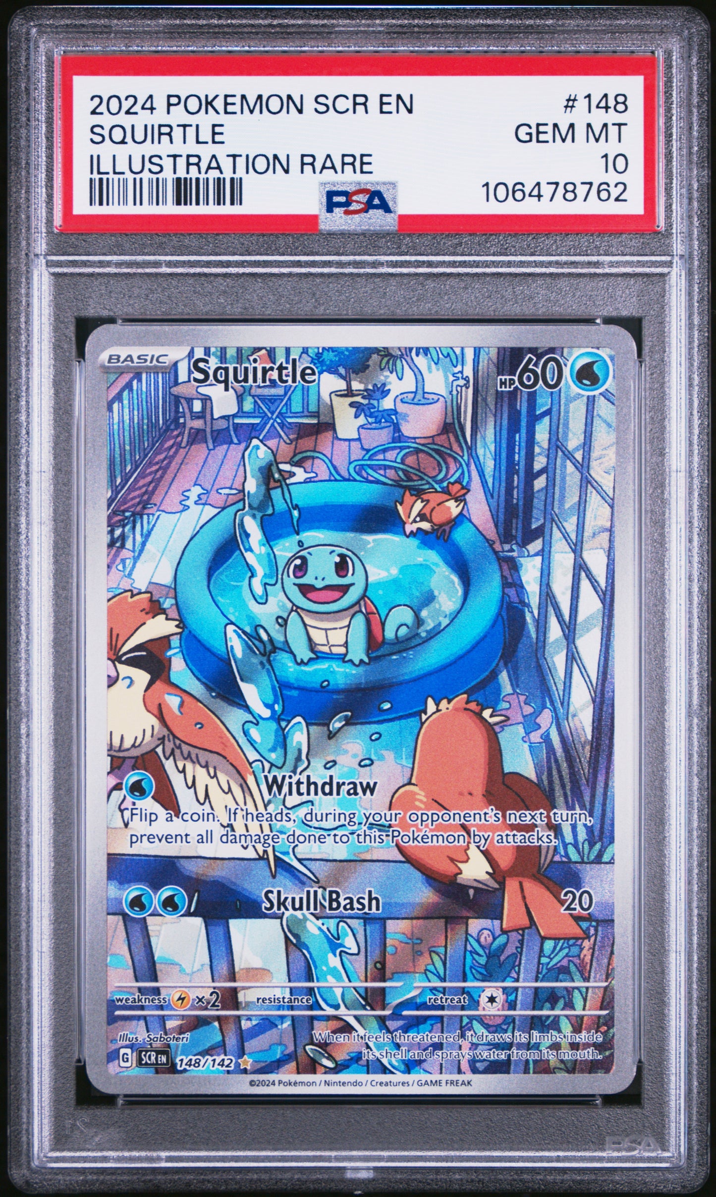 2024 Pokemon Scr En-Stellar Crown Illustration Rare Squirtle 10 PSA #148