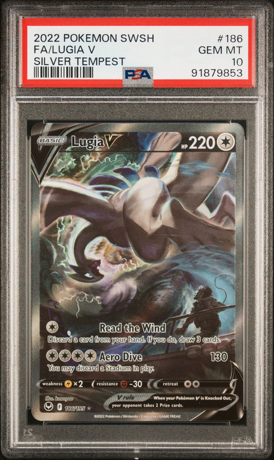 2022 Pokemon Sword & Shield Silver Tempest Silver Tempest Fa/Lugia V 10 PSA #186
