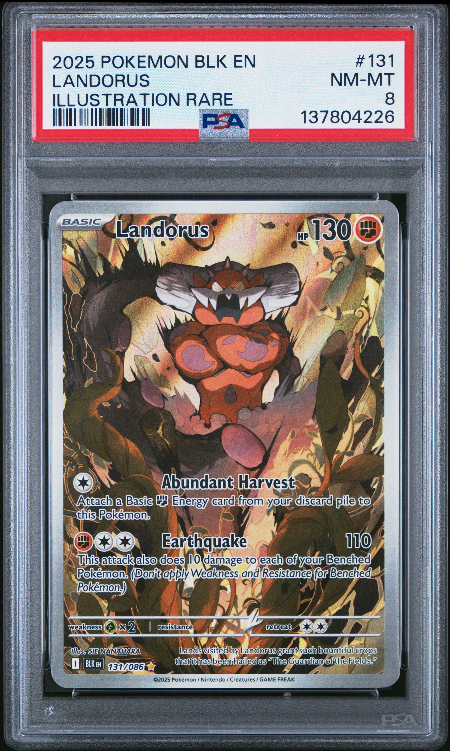2025 Pokemon Blk En-Black Bolt Illustration Rare Landorus 8 PSA #131