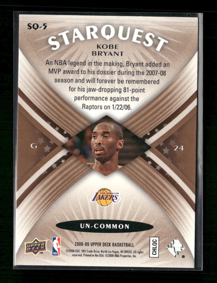 2008-09 Upper Deck StarQuest Un-Common Kobe Bryant #SQ-5