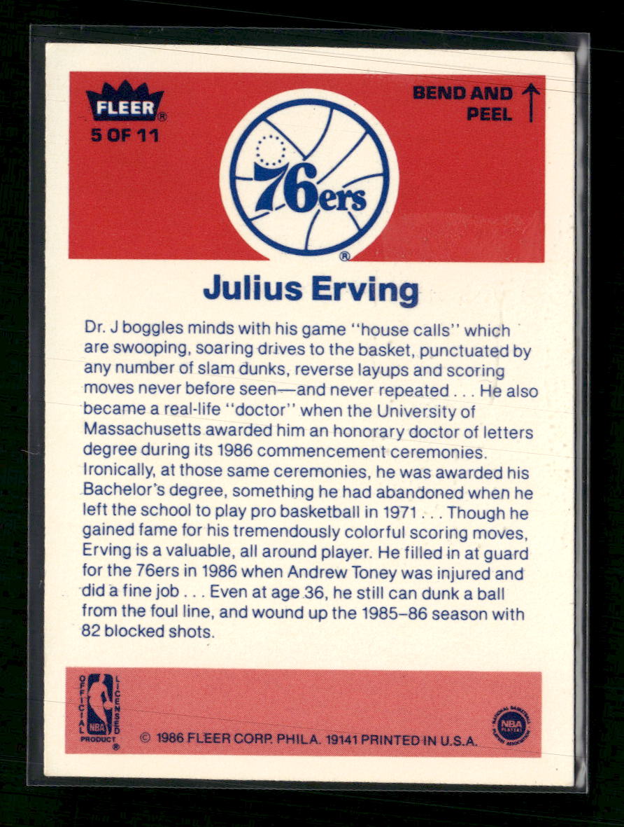 1986-87 Fleer Stickers Julius Erving #5