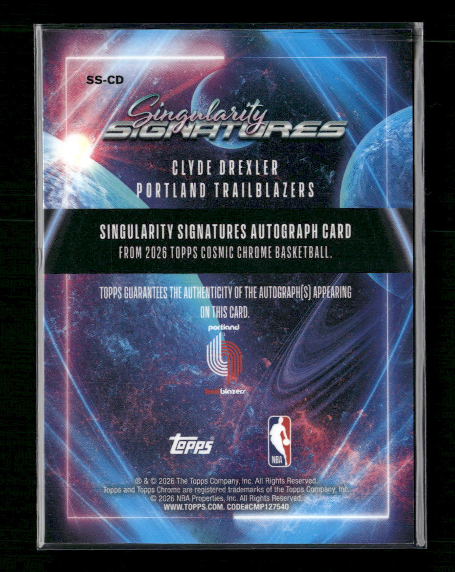 2025-26 Topps Chrome Orange Galactic Refractor Clyde Drexler #/25 AU #SS-CD