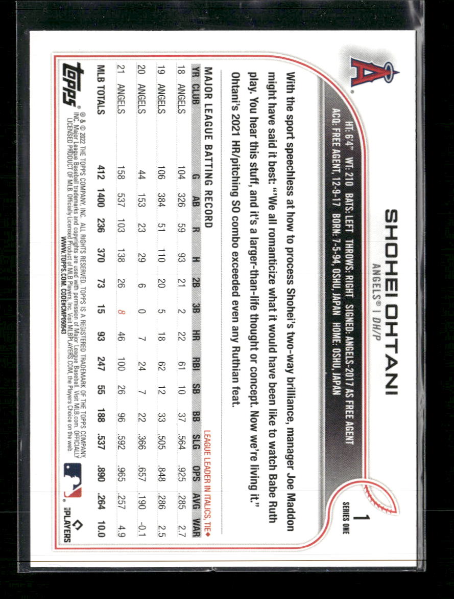 2022 Topps Rainbow Foil Shohei Ohtani #1