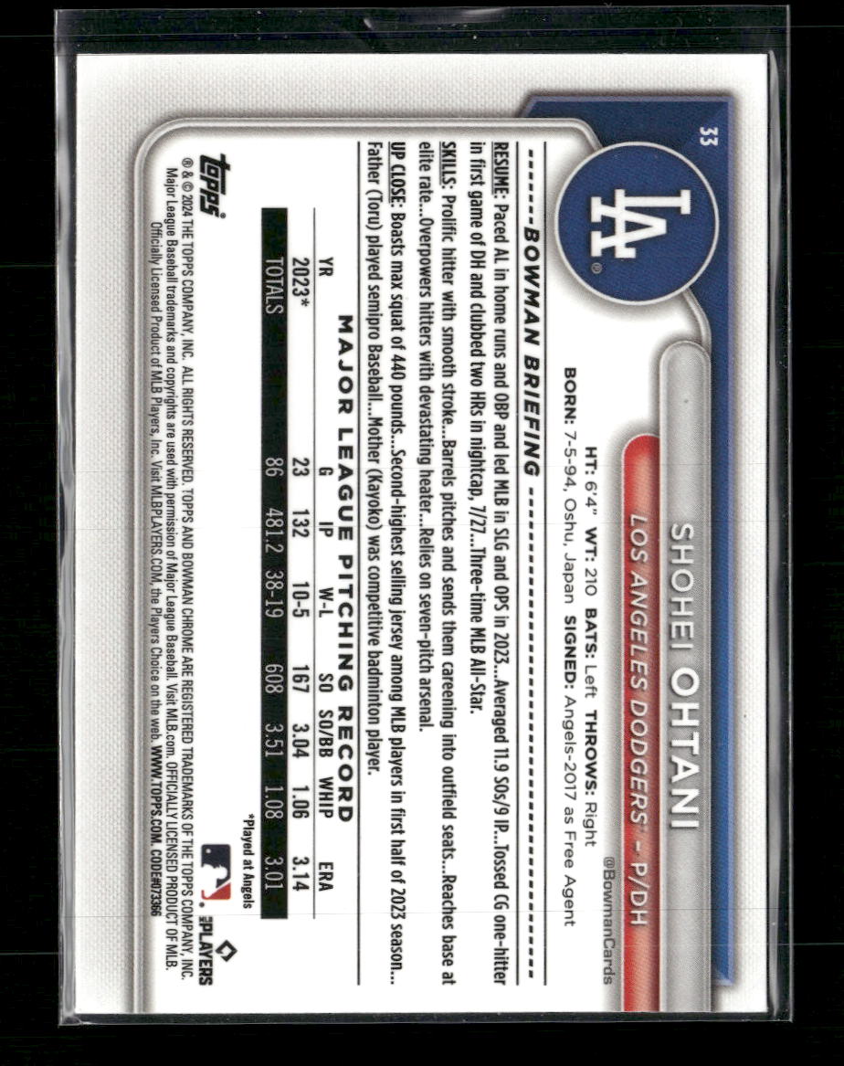 2024 Bowman Chrome Mojo Refractors Shohei Ohtani #33