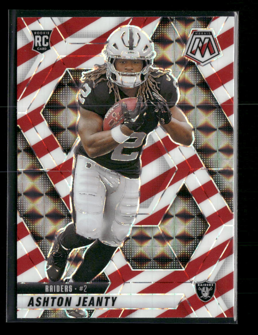 2025 Panini Mosaic Mosaic Red and White Stripe Ashton Jeanty RC #345
