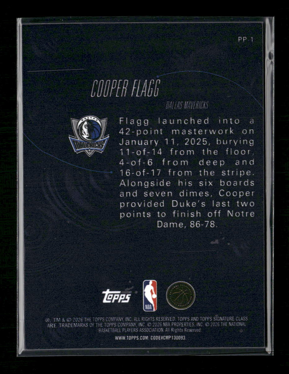 2025-26 Topps Signature Class Pressure Points Cooper Flagg #PP-1