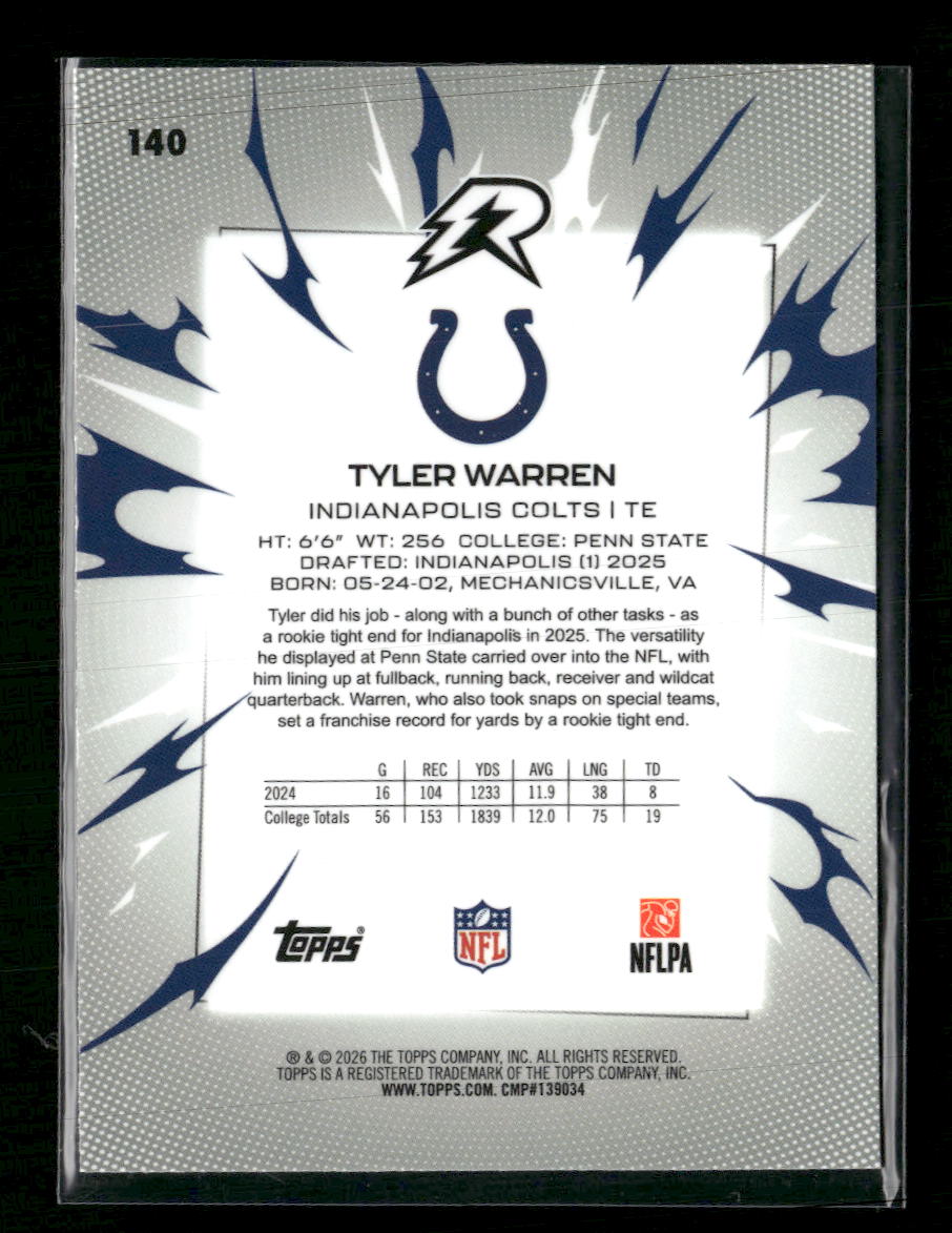2025 Topps Resurgence Teal Surge Refractor Tyler Warren #/149 #140