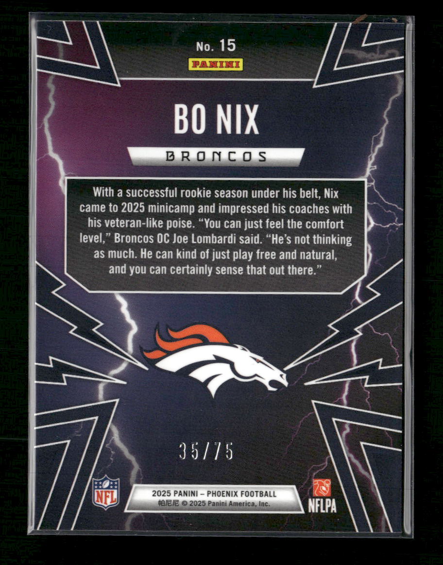 2025 Panini Phoenix Thunderbirds Silver Mojo Prizm Bo Nix #/75 #15