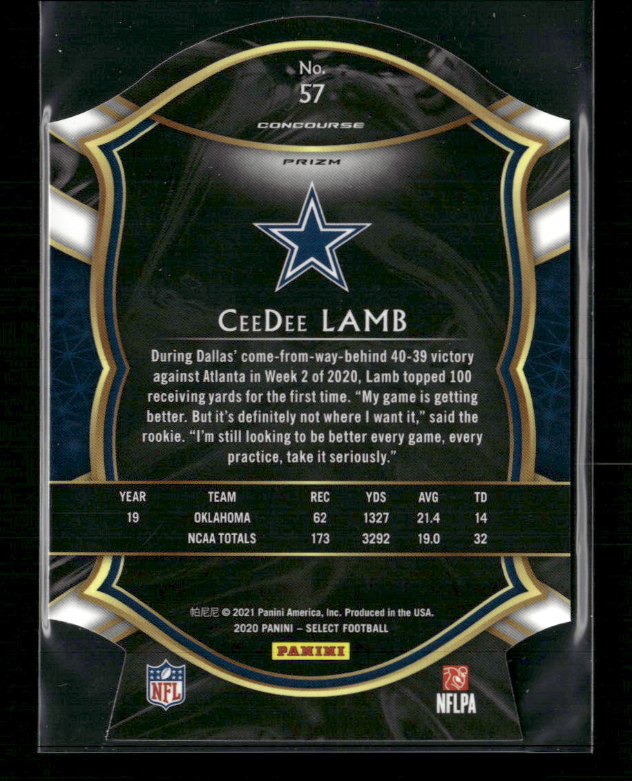 2020 Panini Select Purple Prizm Die Cut CeeDee Lamb RC #57
