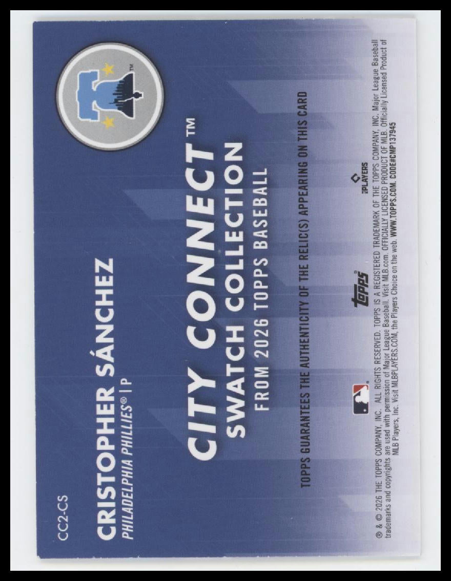 2026 Topps City Connect Swatch Collection Relics Cristopher Sánchez #CC2-CS