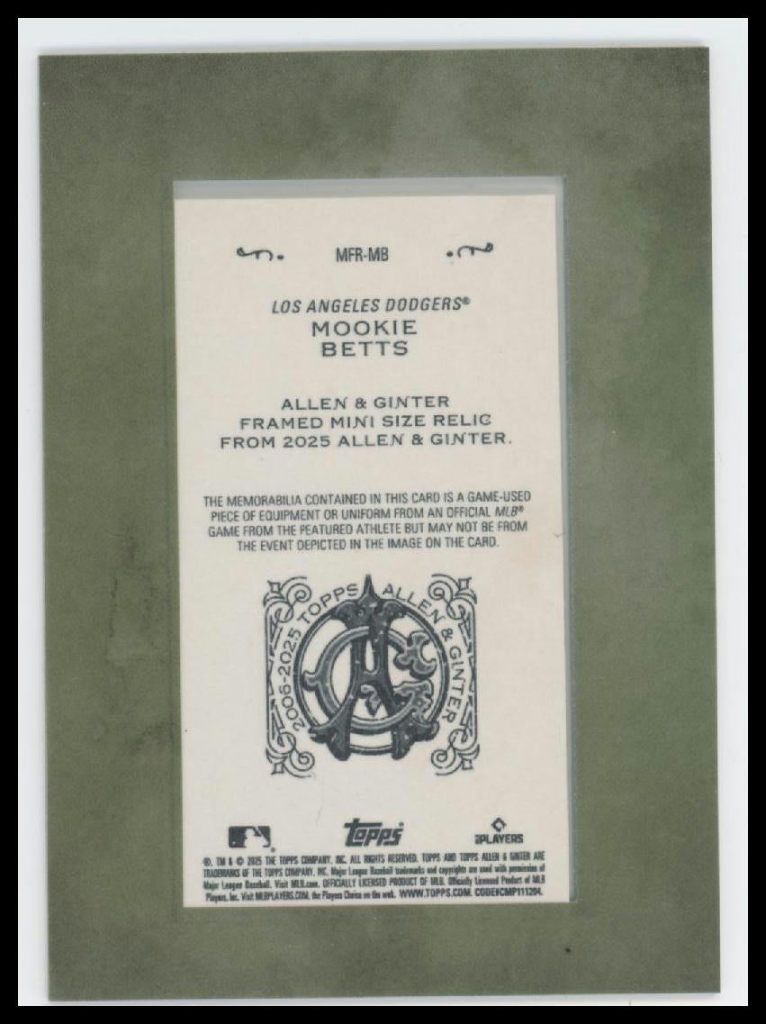 2025 Topps Allen & Ginter Framed Mini Relics Mookie Betts #MFR-MB