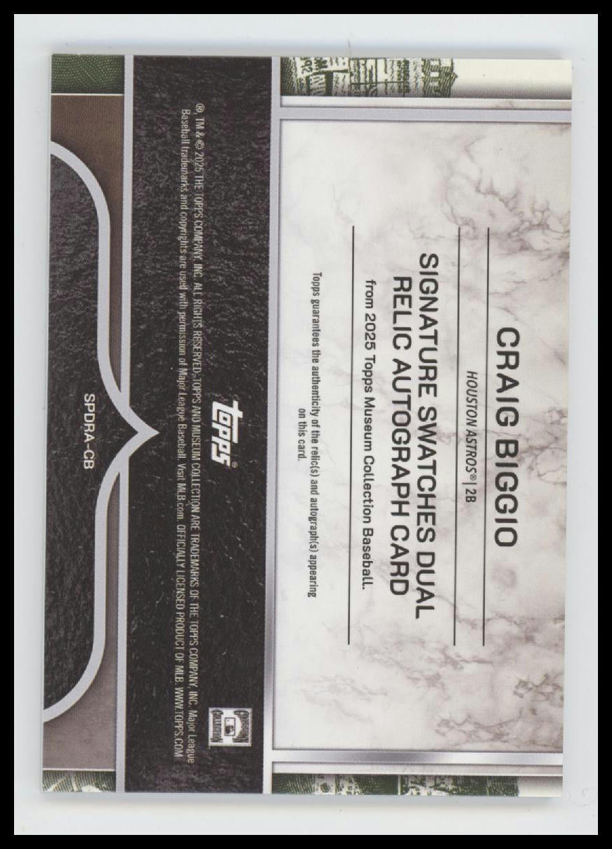 2025 Topps Museum Collection Dual Relic Craig Biggio AU #SPDRA-CB