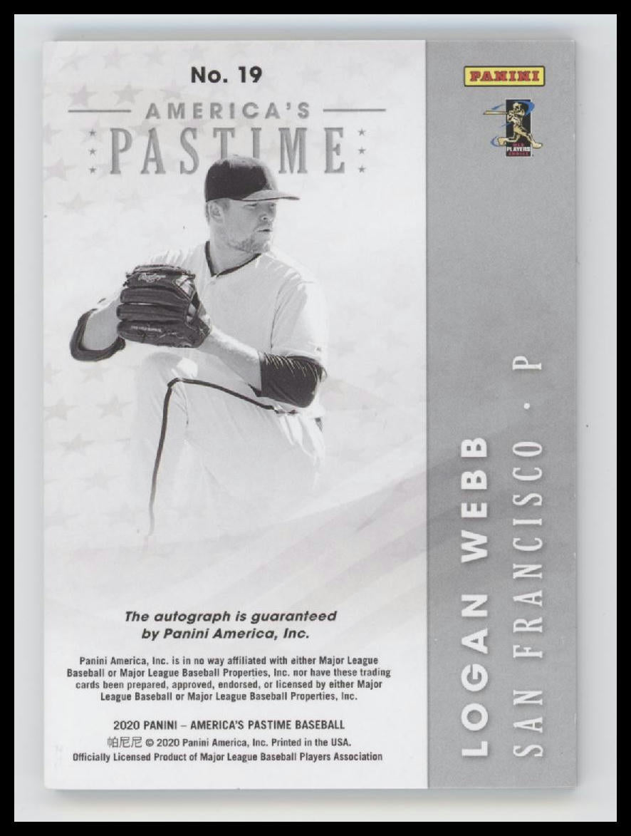 2020 Panini Chronicles America's Pastime Logan Webb #/99 AU #19