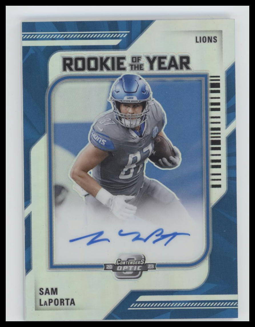 2023 Panini Contenders Optic Rookie of the Year Sam LaPorta #/50 AU #ROY-SL
