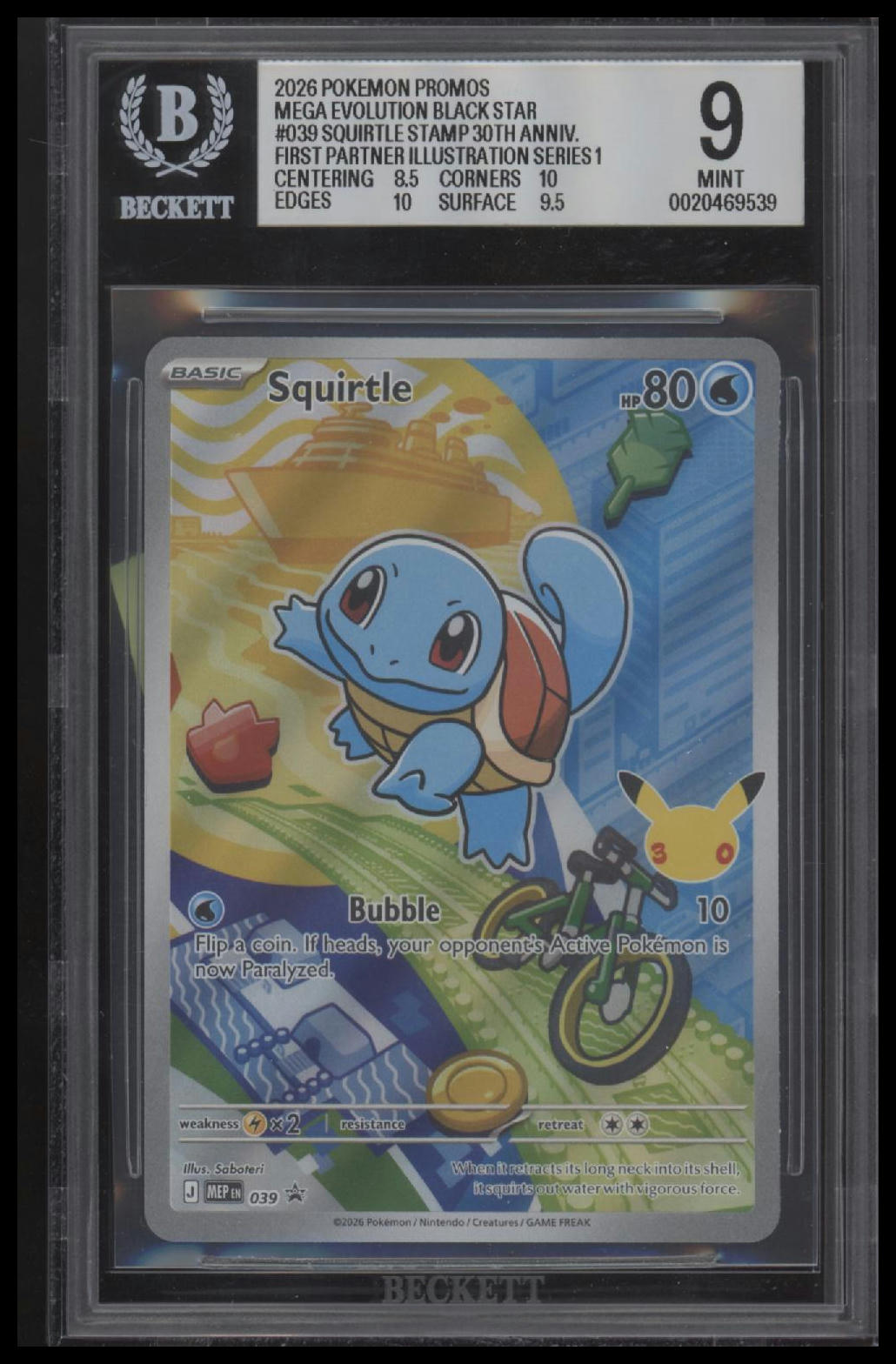 2026 Pokemon ME Black Star Promos Squirtle (First Partner) 9.0 BGS #039