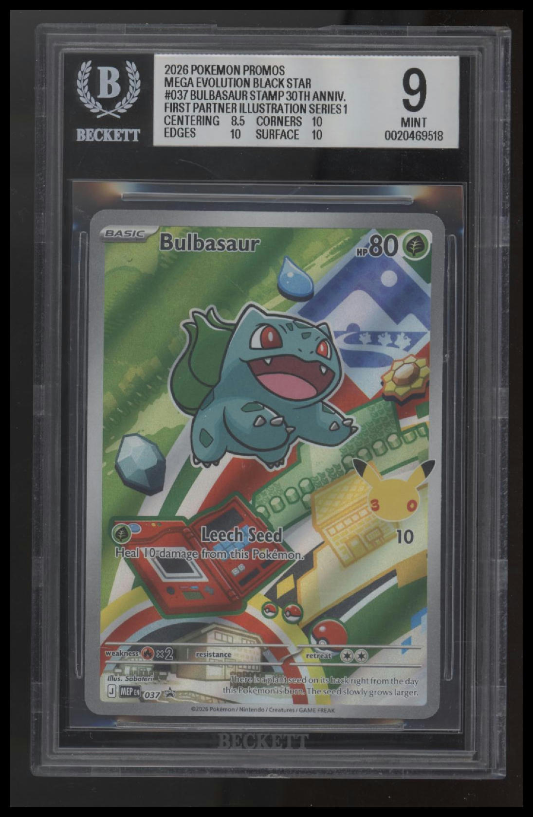 2026 Pokemon M E Black Star Promos Bulbasaur (First Partner) 9.0 BGS #037