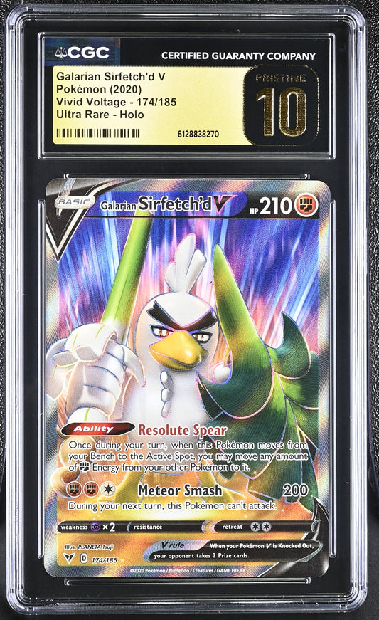 2020 Vivid Voltage Galarian Sirfetch'd V 10 CGC #174/185