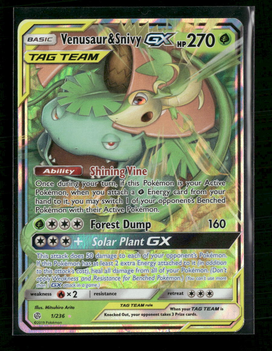 SM - Cosmic Eclipse Venusaur & Snivy GX #1/236