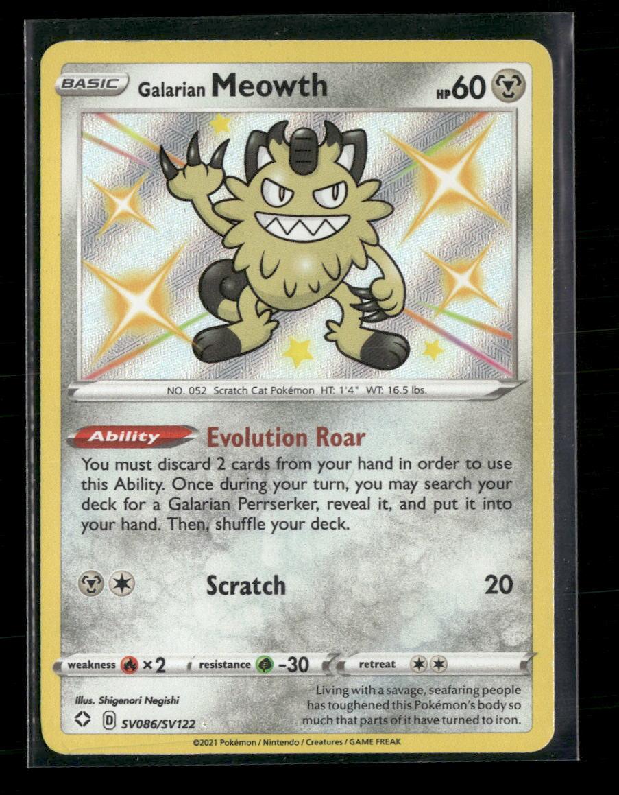 Shining Fates: Shiny Vault Galarian Meowth #SV086/SV122