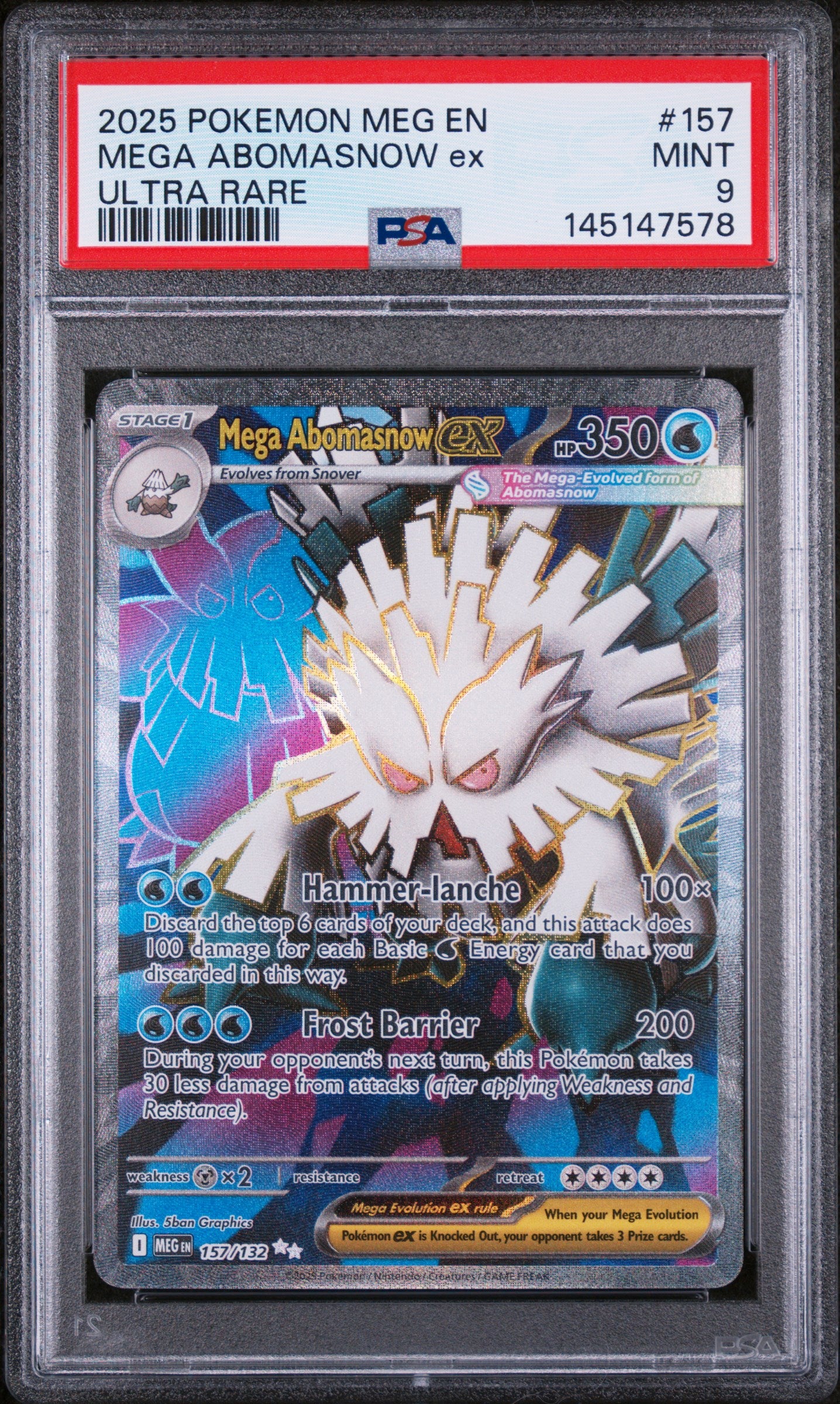 2025 Pokemon Meg En-Mega Evolution Ultra Rare Mega Abomasnow Ex 9 PSA #157